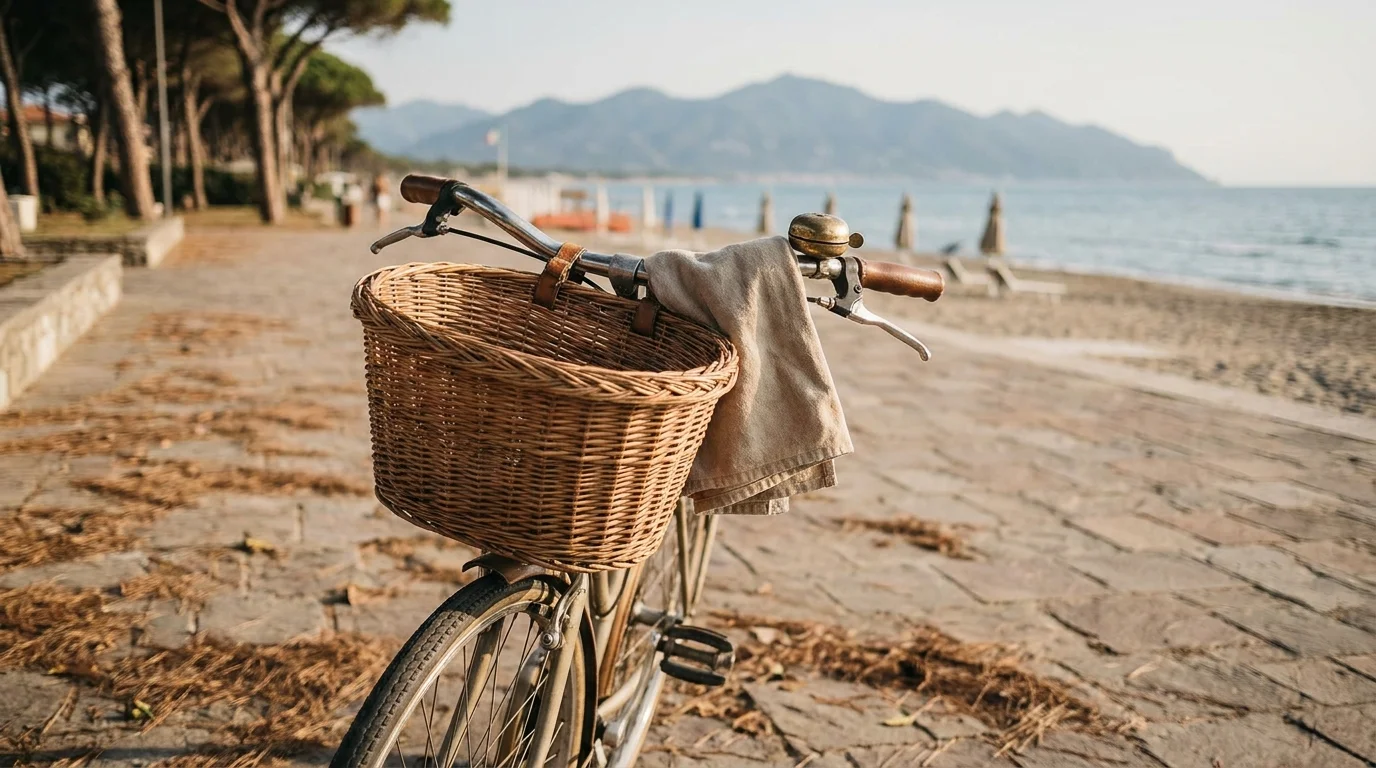 Bicicletta pronta per gli spostamenti lungo la costa