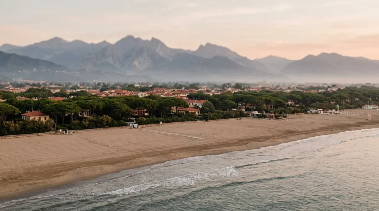 Dalla costa lo sguardo sale verso le Apuane