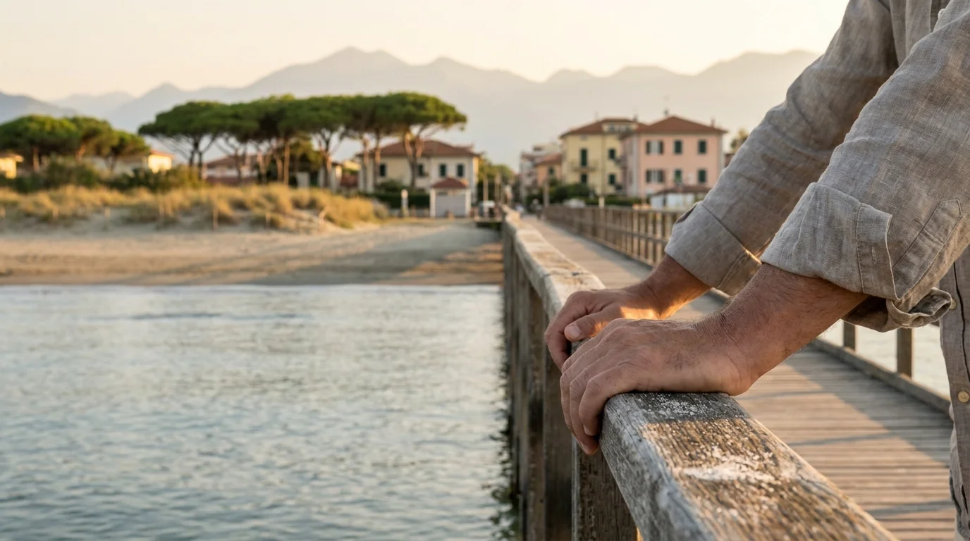 Il parapetto accompagna lo sguardo verso il largo