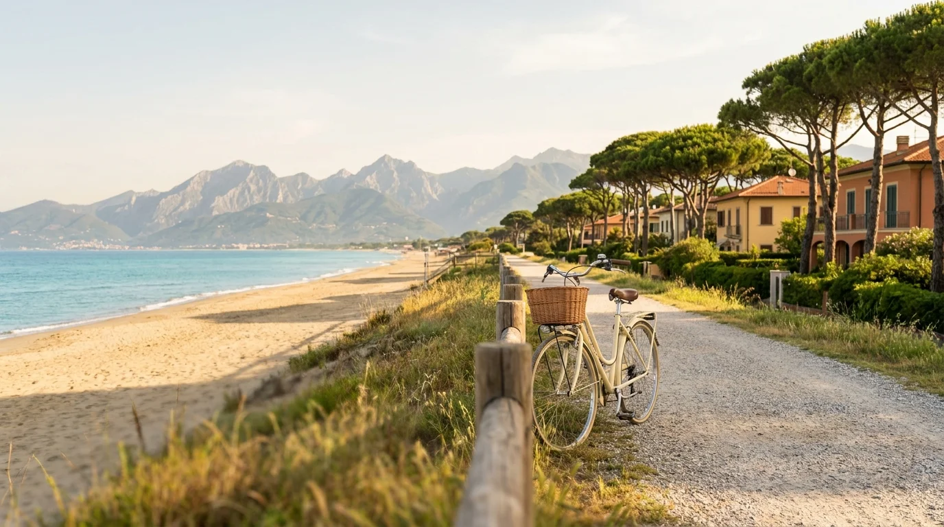 Una bicicletta tra mare, pini e montagne