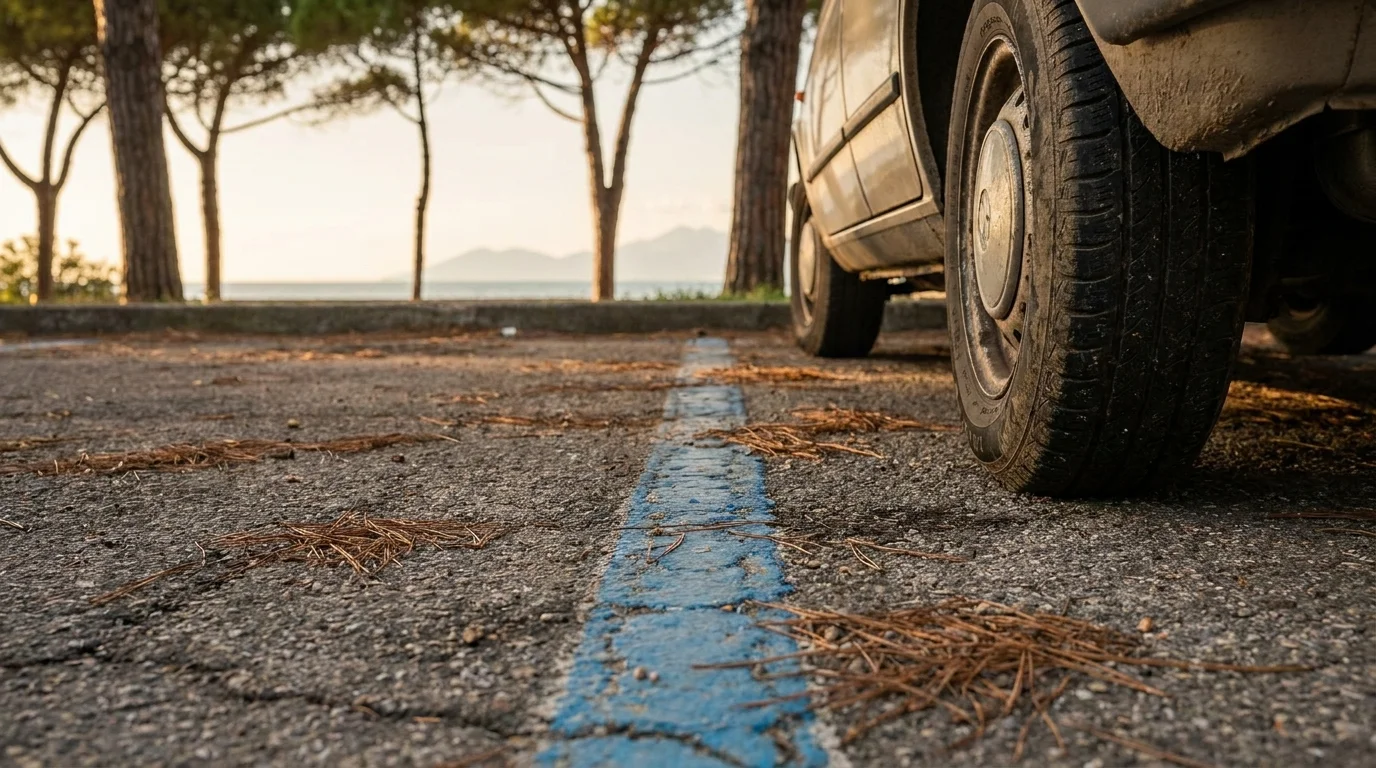 Una striscia blu lungo la strada costiera