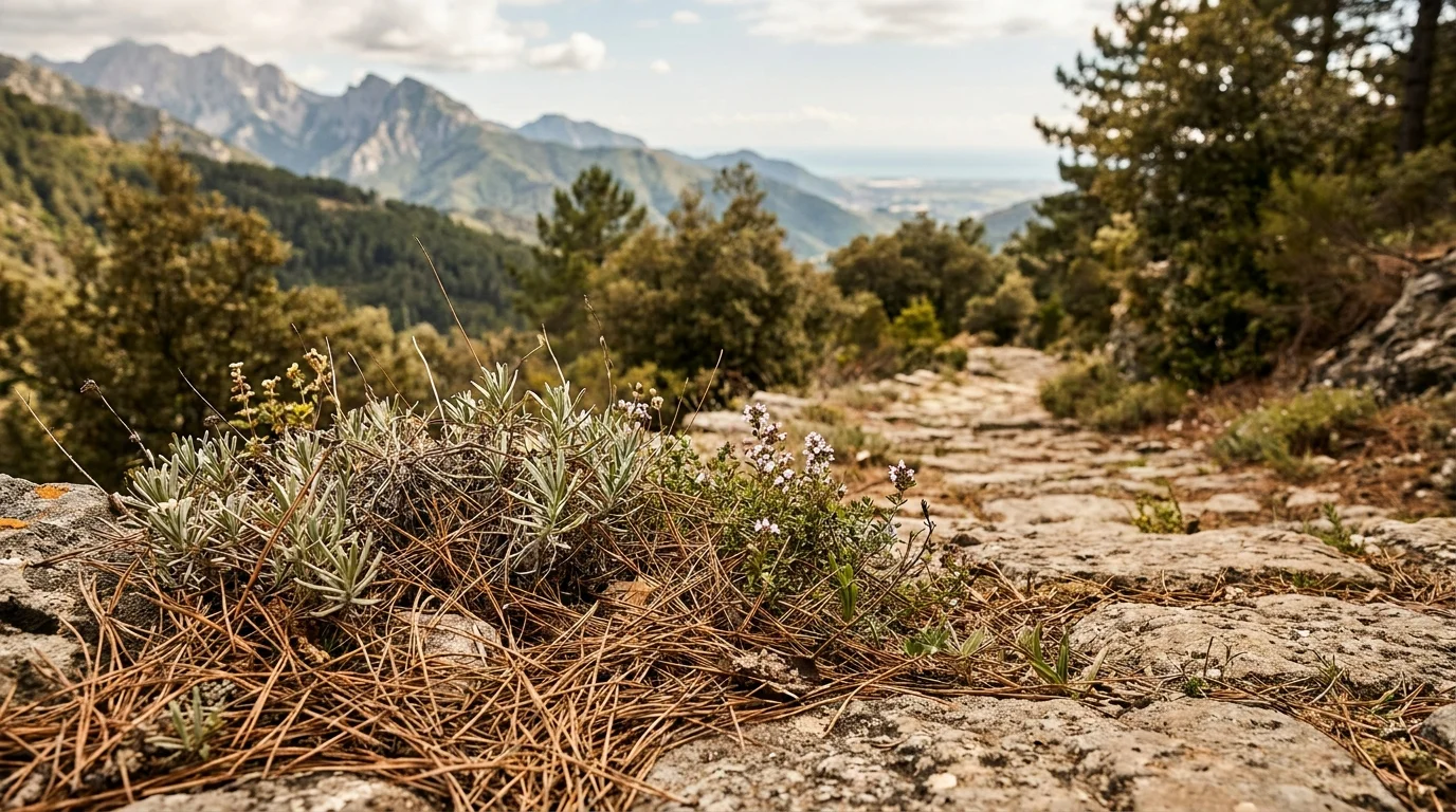 Vegetazione e pietre segnano l’antica mulattiera